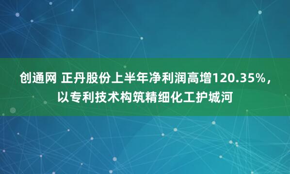 创通网 正丹股份上半年净利润高增120.35%，以专利技术构筑精细化工护城河